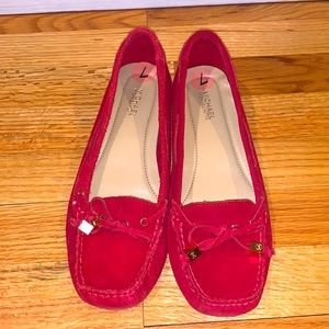Red Suede Michael Kohrs Loafers. Slightly Worn.